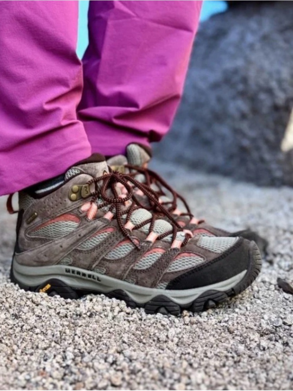 Merrell MOAD 3 Mid Waterproof Women's Hiking Boots Boulder/ Blush 7